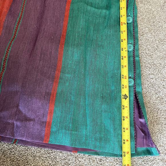Vintage Colorblock Stripes Linen Skirt by Prophecy - Large - mid to long length - Picture 11 of 16